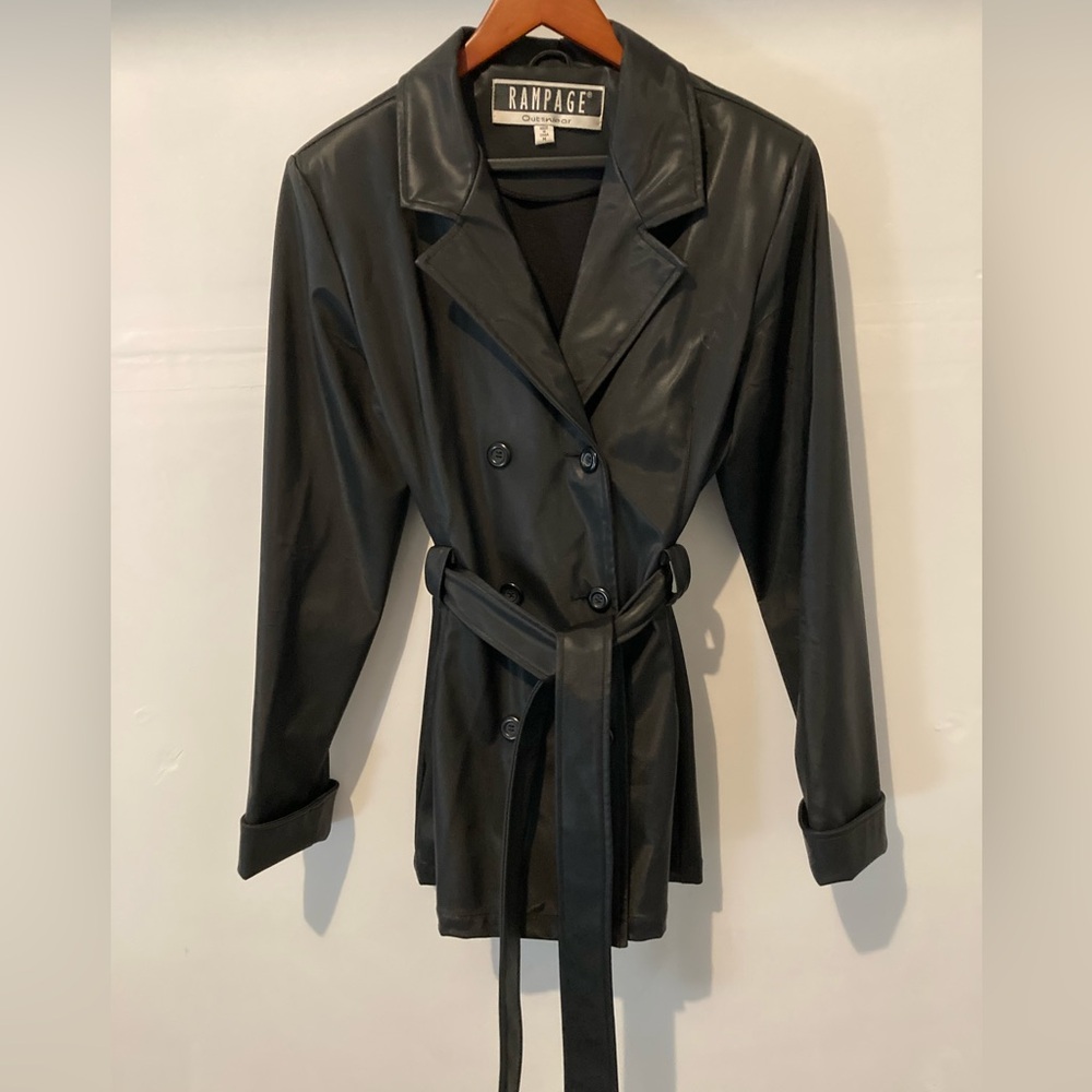 Rampage Black Double-Breasted Trench Coat